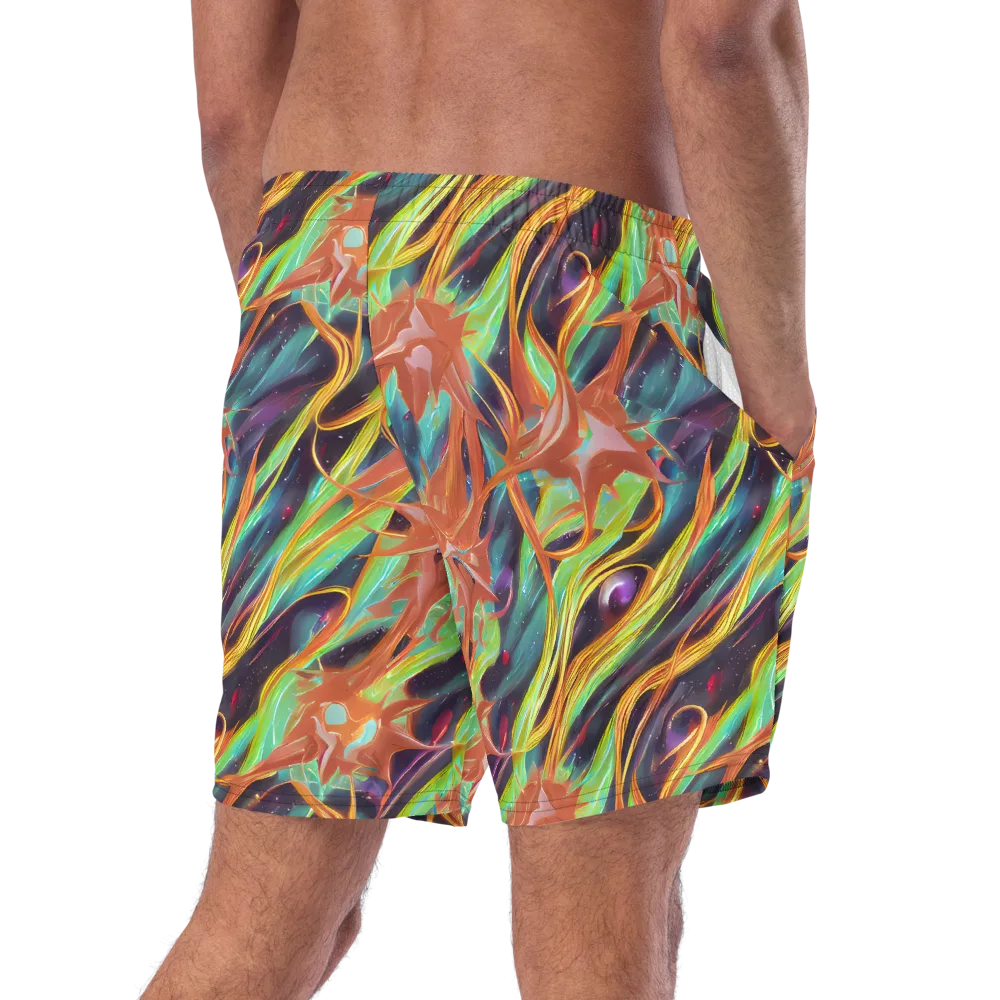 Neon Tidal Bloom on Swim Trunks — Right Back