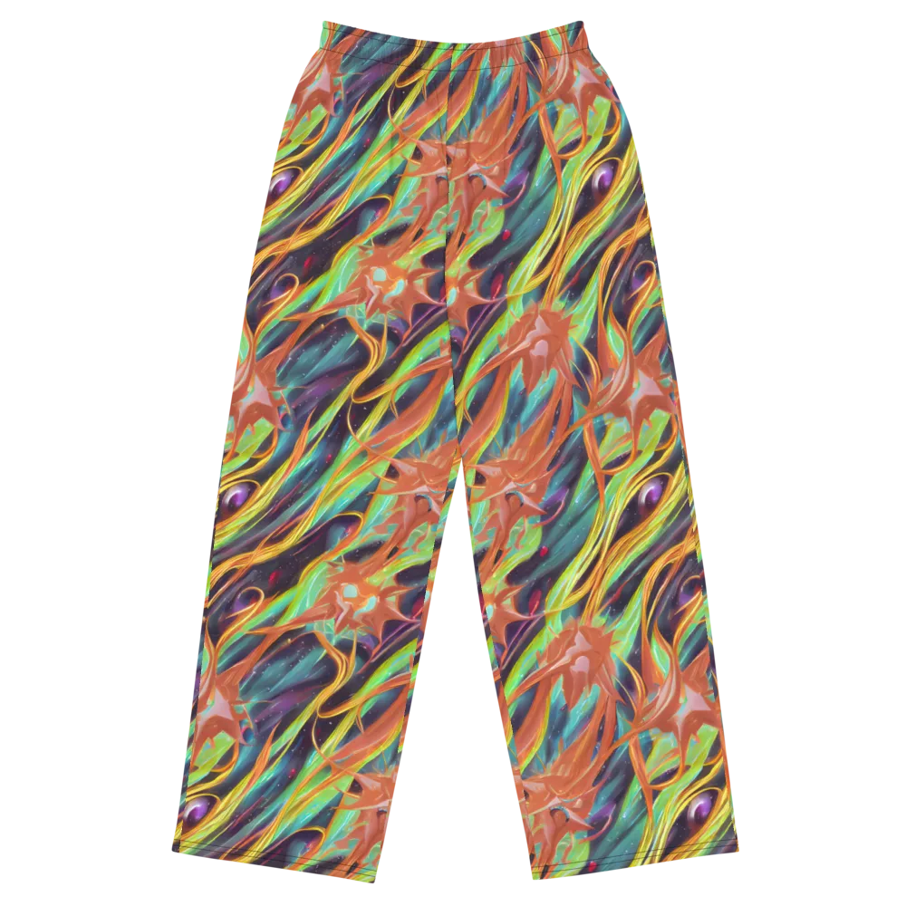 Neon Tidal Bloom on Wide-Leg Pants — Front