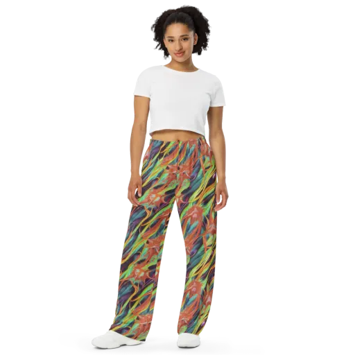 Neon Tidal Bloom on a Wide-Leg Pants