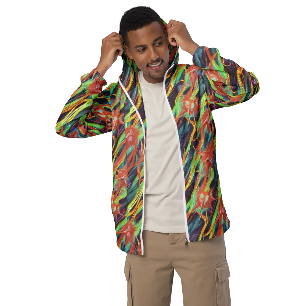 Neon Tidal Bloom on Men's Windbreaker — Front