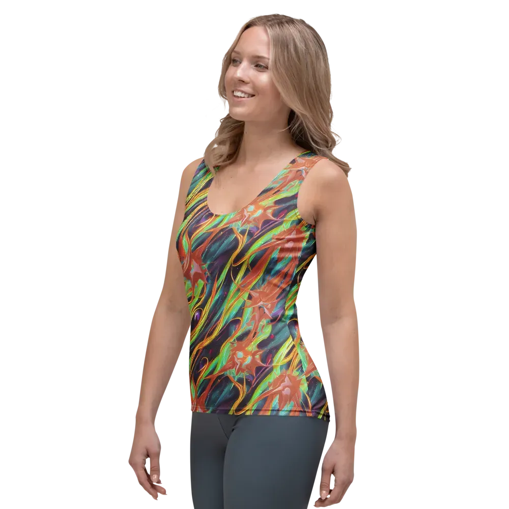 Neon Tidal Bloom on Women's Tank Top — Left Front