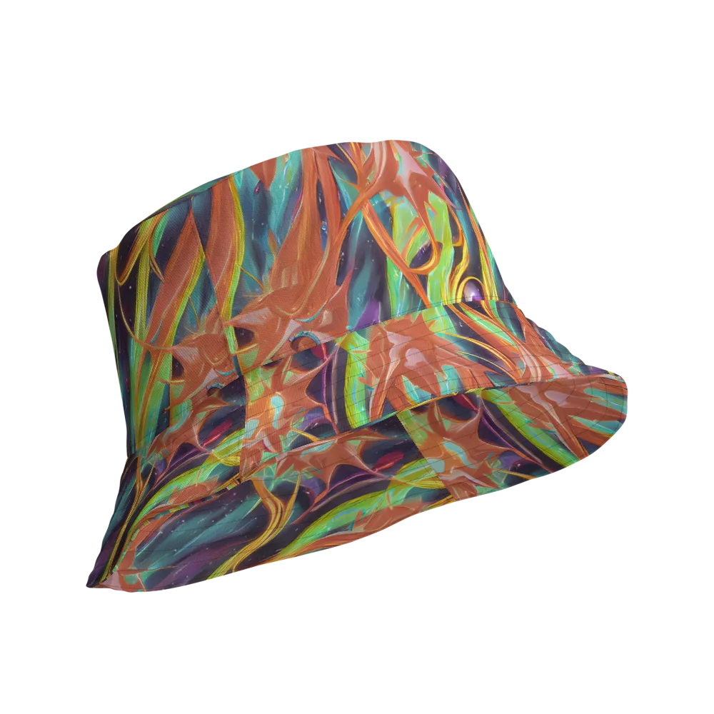 Neon Tidal Bloom on Reversible Bucket Hat — Product details Outside