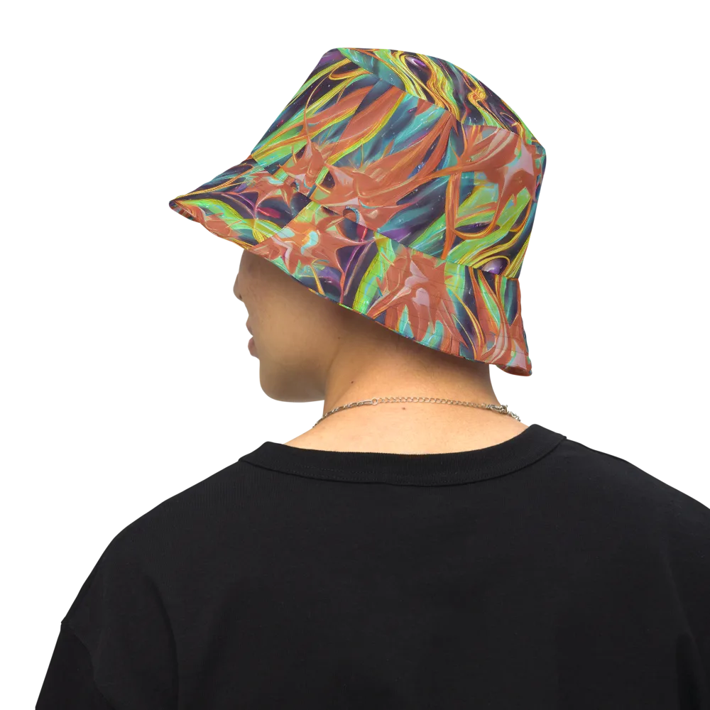Neon Tidal Bloom on Reversible Bucket Hat — Back Inside