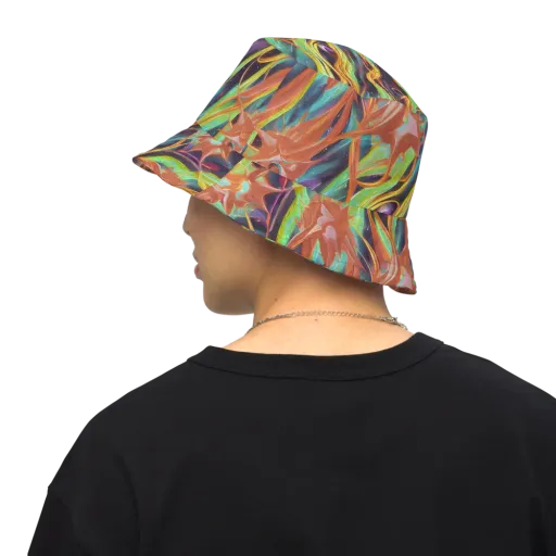 Neon Tidal Bloom on a Reversible Bucket Hat