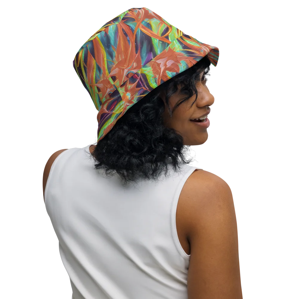 Neon Tidal Bloom on Reversible Bucket Hat — Right Outside