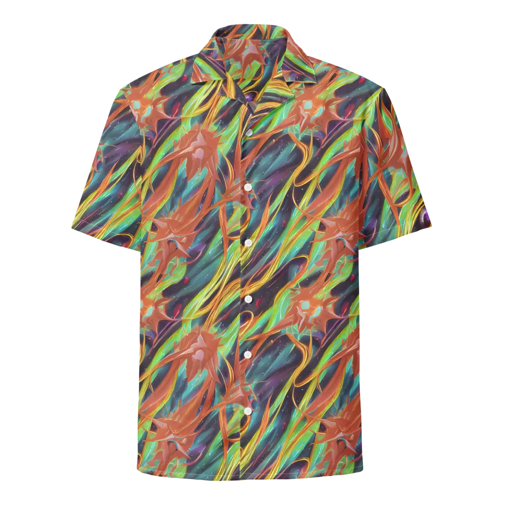 Neon Tidal Bloom on Button Shirt — Front