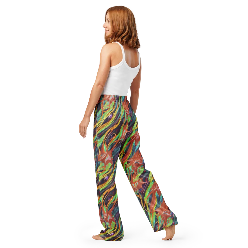 Neon Tidal Bloom on Women's Pajama Pants — Back