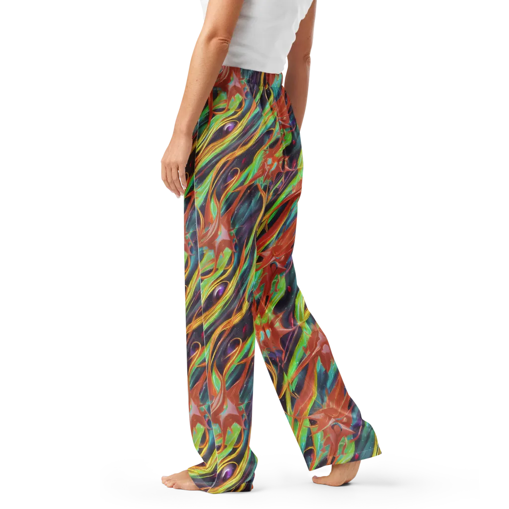 Neon Tidal Bloom on Women's Pajama Pants — Left
