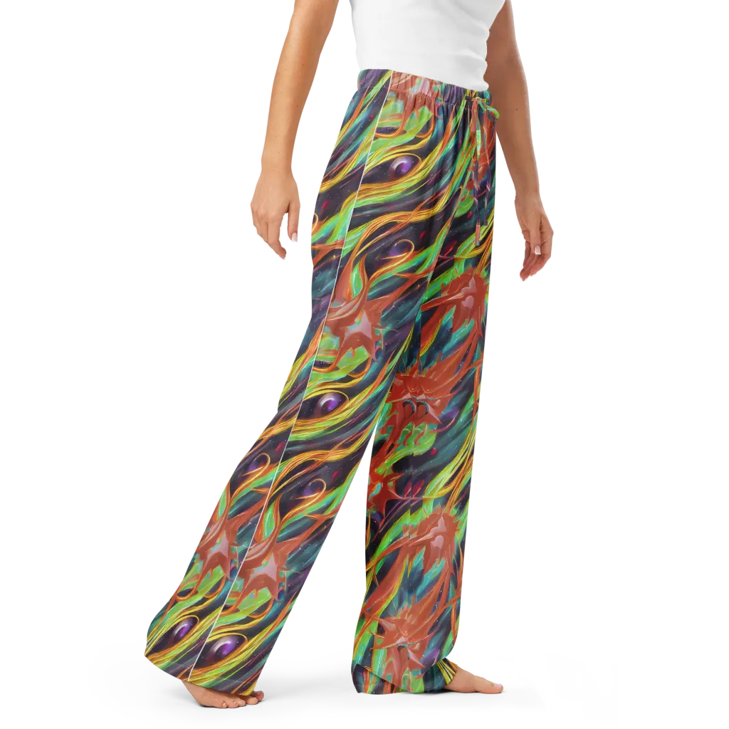 Neon Tidal Bloom on Women's Pajama Pants — Right Front