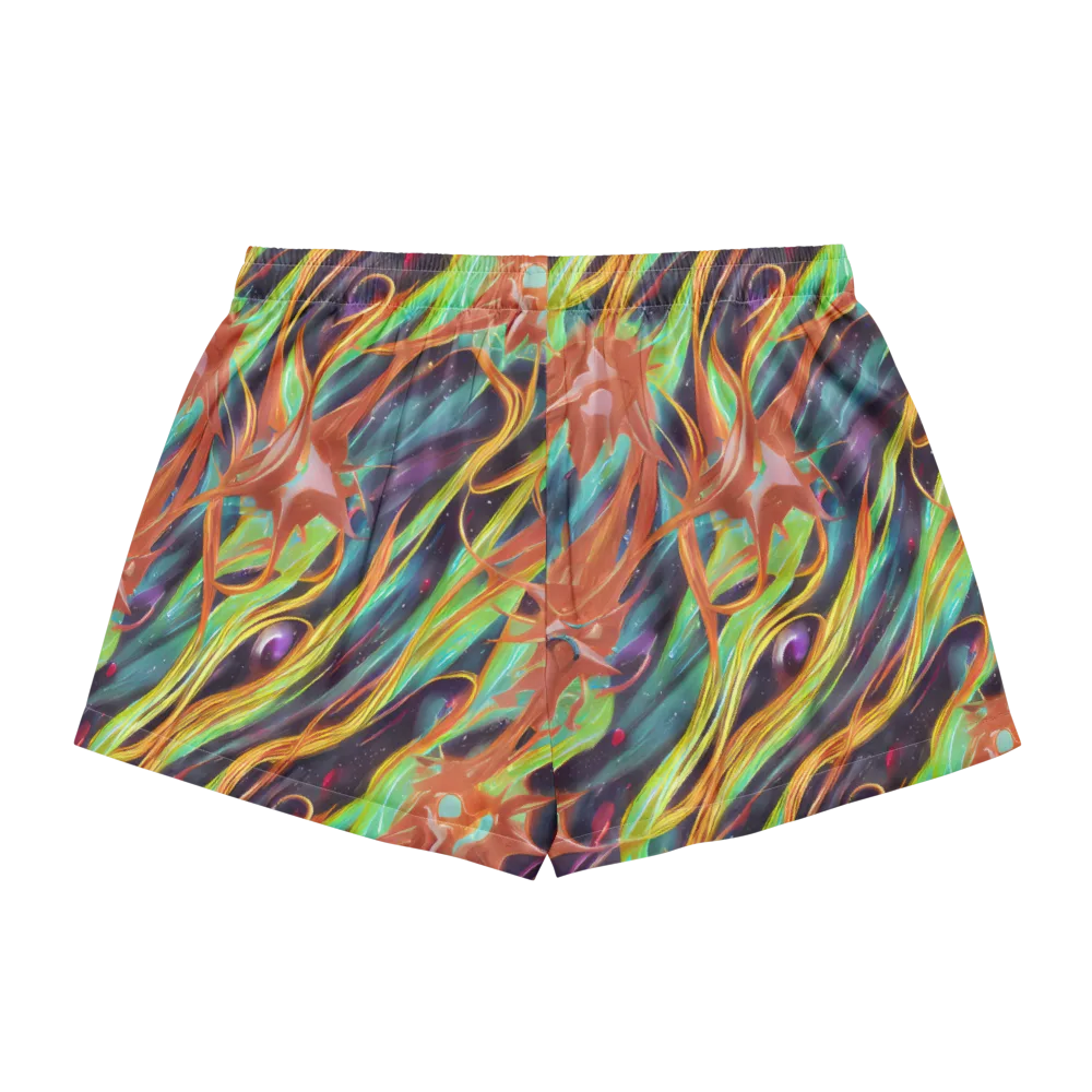 Neon Tidal Bloom on Women's Pajama Shorts — Back