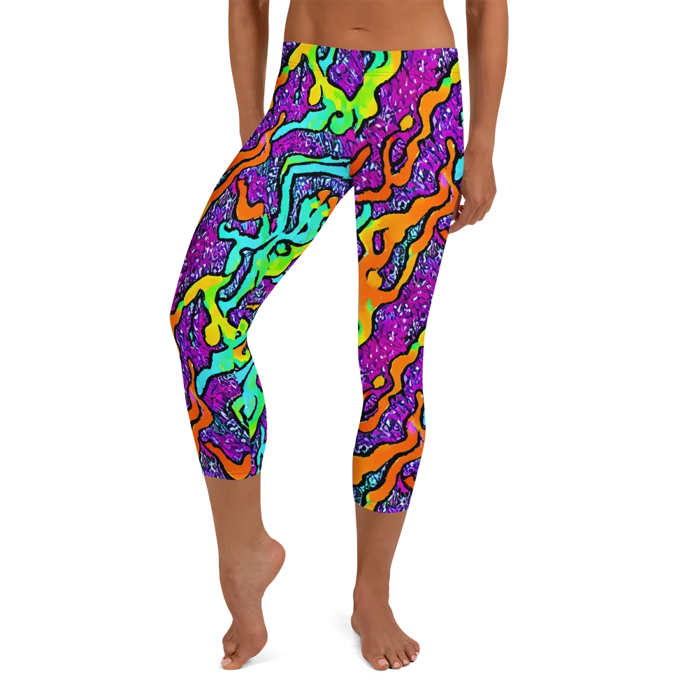 Acid Rhapsody on Capri Leggings — Front