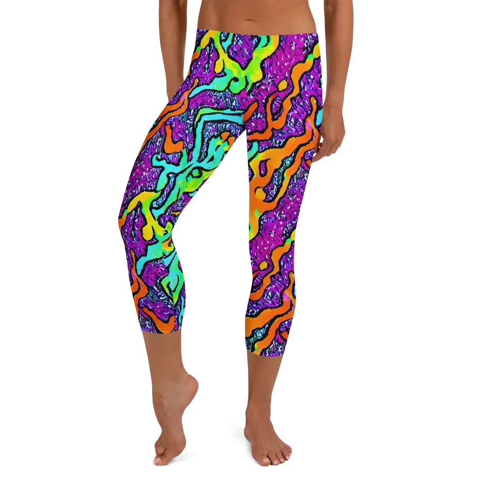 Acid Rhapsody on Capri Leggings — Front
