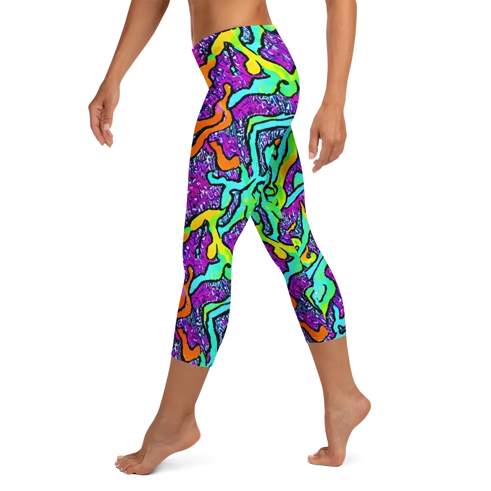 Acid Rhapsody on Capri Leggings — Left