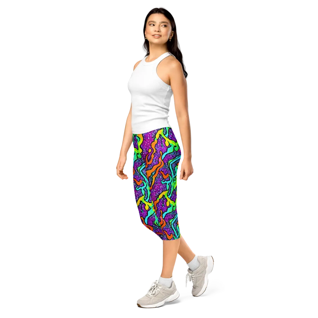 Acid Rhapsody on Capri Leggings — Left Front