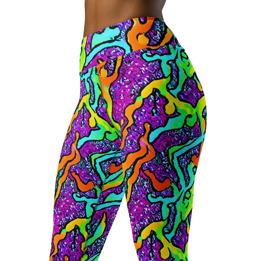 Acid Rhapsody on Yoga Leggings — Left Front