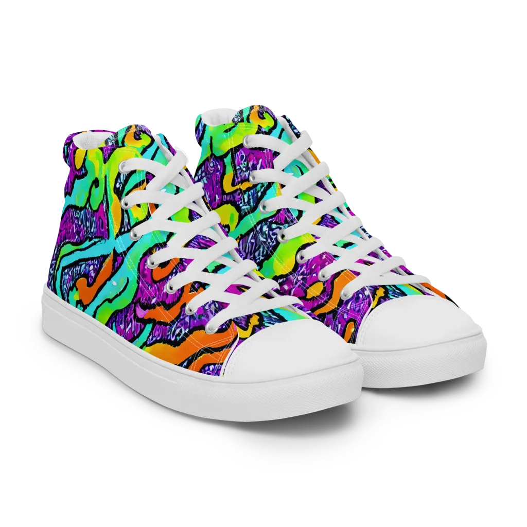 Acid Rhapsody on Men's High Top Canvas Shoes — Right Front