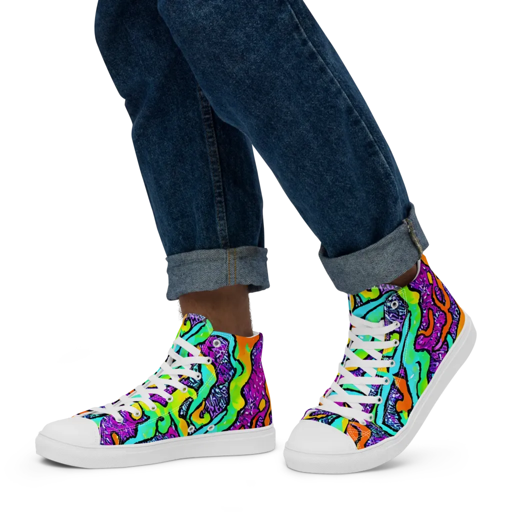 Acid Rhapsody on Men's High Top Canvas Shoes — Left
