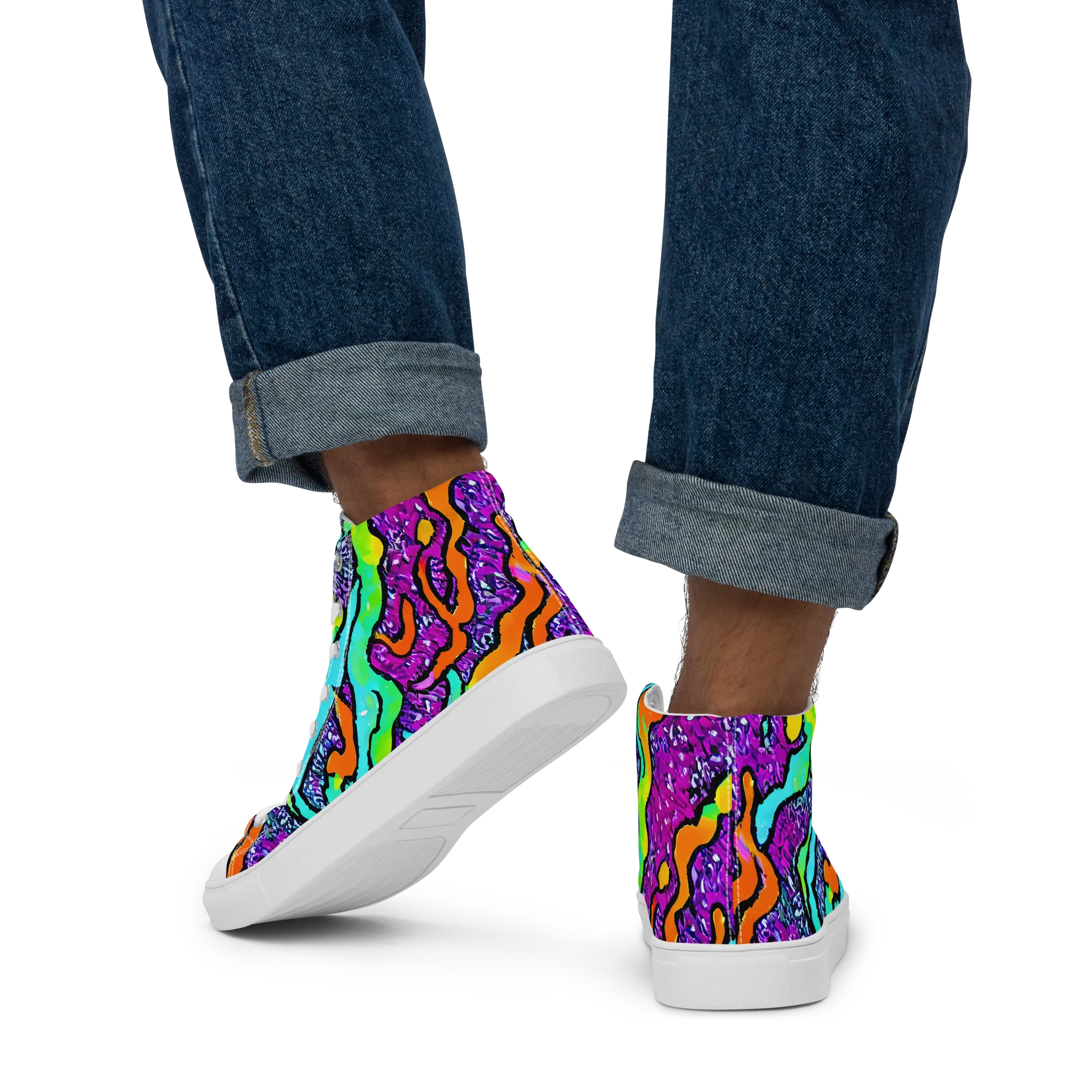 Acid Rhapsody on Men's High Top Canvas Shoes — Back