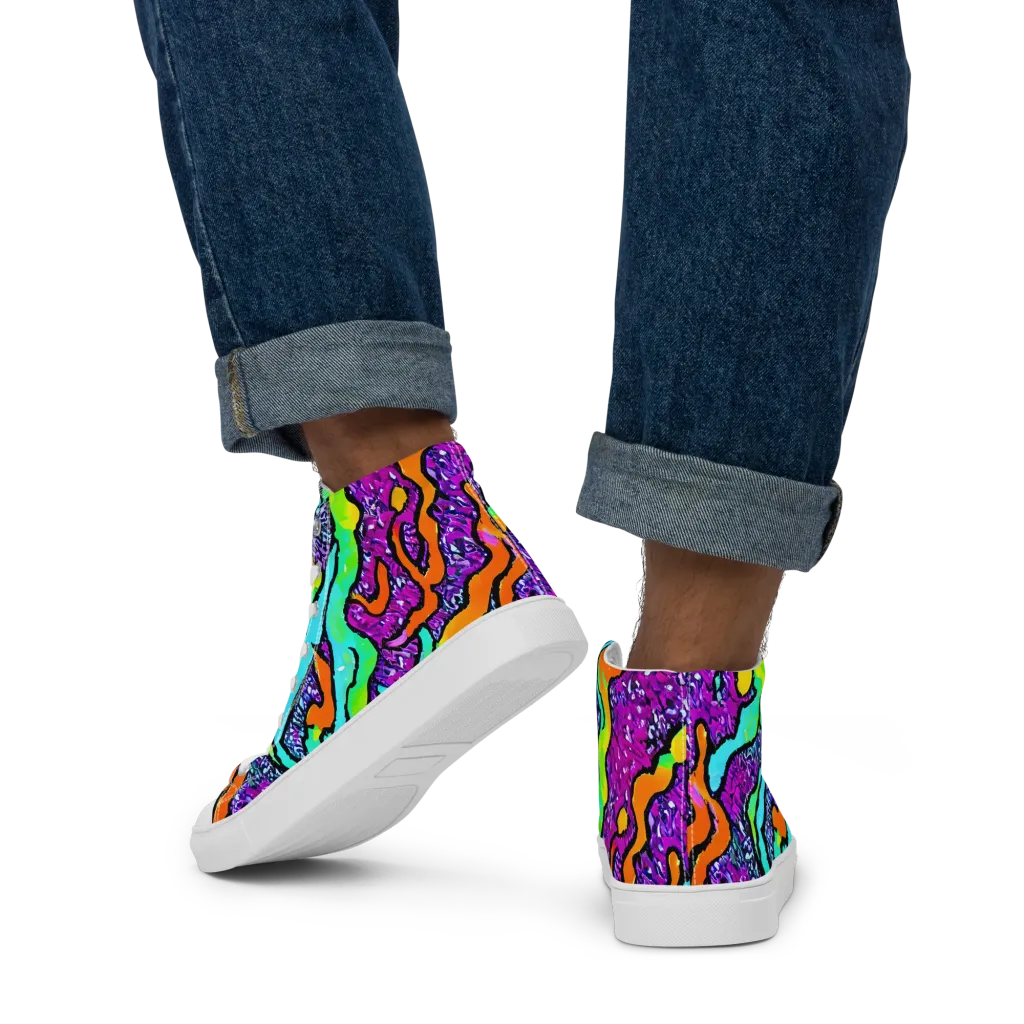 Acid Rhapsody on Men's High Top Canvas Shoes — Back
