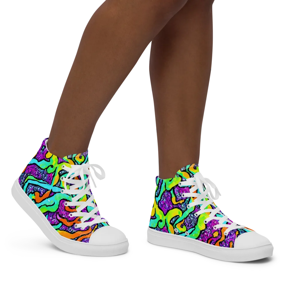 Acid Rhapsody on Women's High Top Canvas Shoes — Right