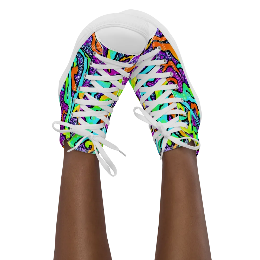 Acid Rhapsody on Women's High Top Canvas Shoes — Front