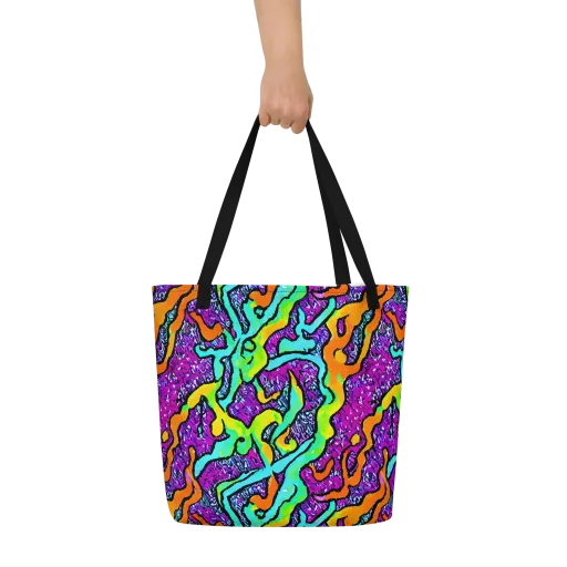Acid Rhapsody on a Large Tote Bag W/ Pocket