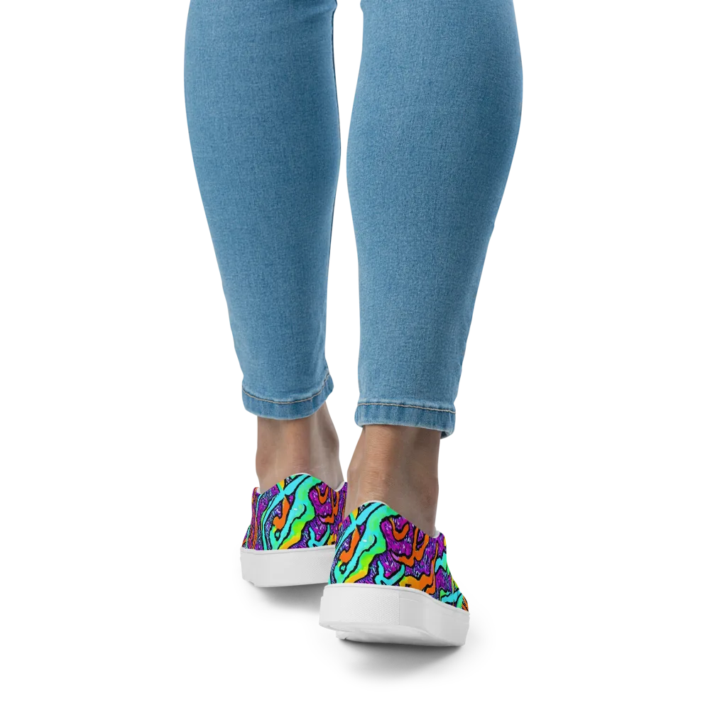 Acid Rhapsody on Women's Slip-On Canvas Shoes — Back