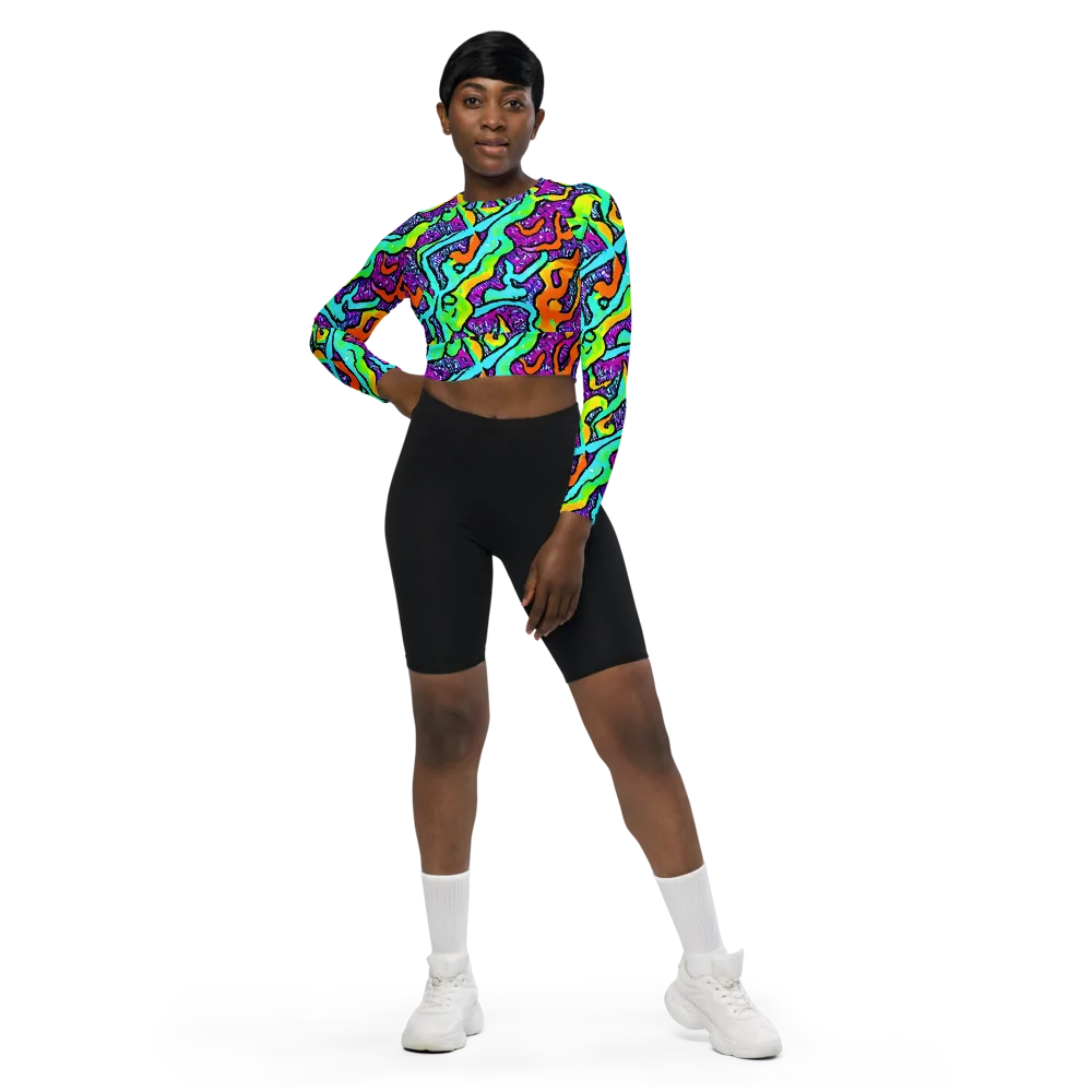 Acid Rhapsody on Long Sleeve Crop Top — Front