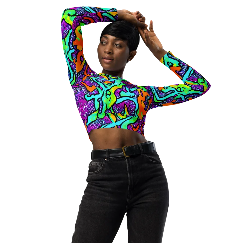 Acid Rhapsody on Long Sleeve Crop Top — Front