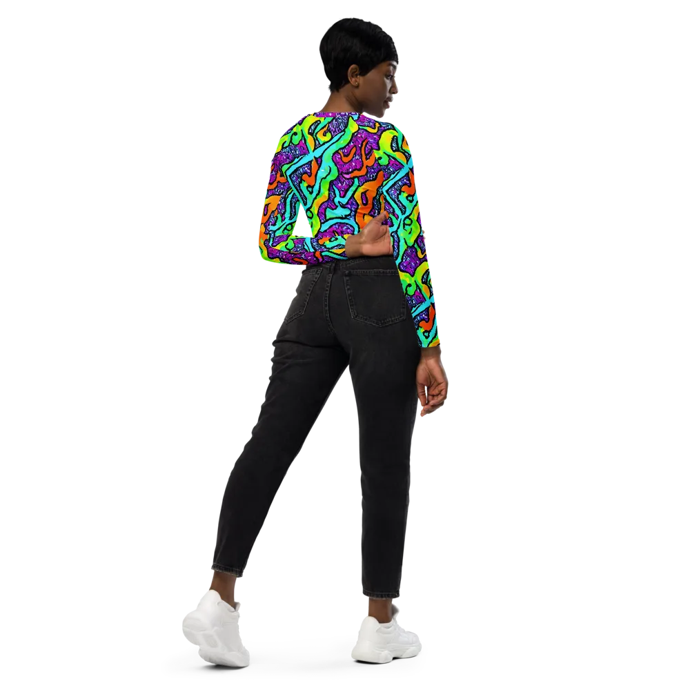 Acid Rhapsody on Long Sleeve Crop Top — Right Back