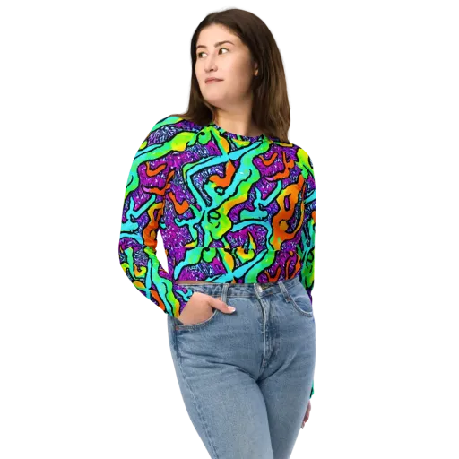 Acid Rhapsody on a Long Sleeve Crop Top
