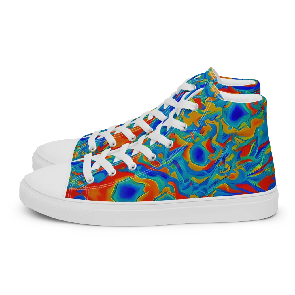 Liquid Voltage on Men's High Top Canvas Shoes — Left