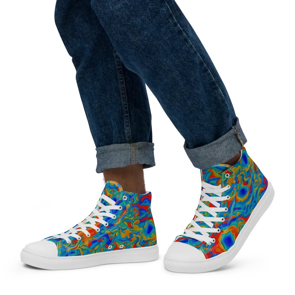 Liquid Voltage on Men's High Top Canvas Shoes — Left