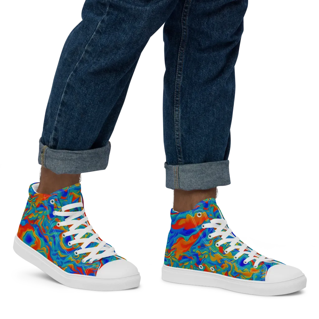 Liquid Voltage on Men's High Top Canvas Shoes — Right