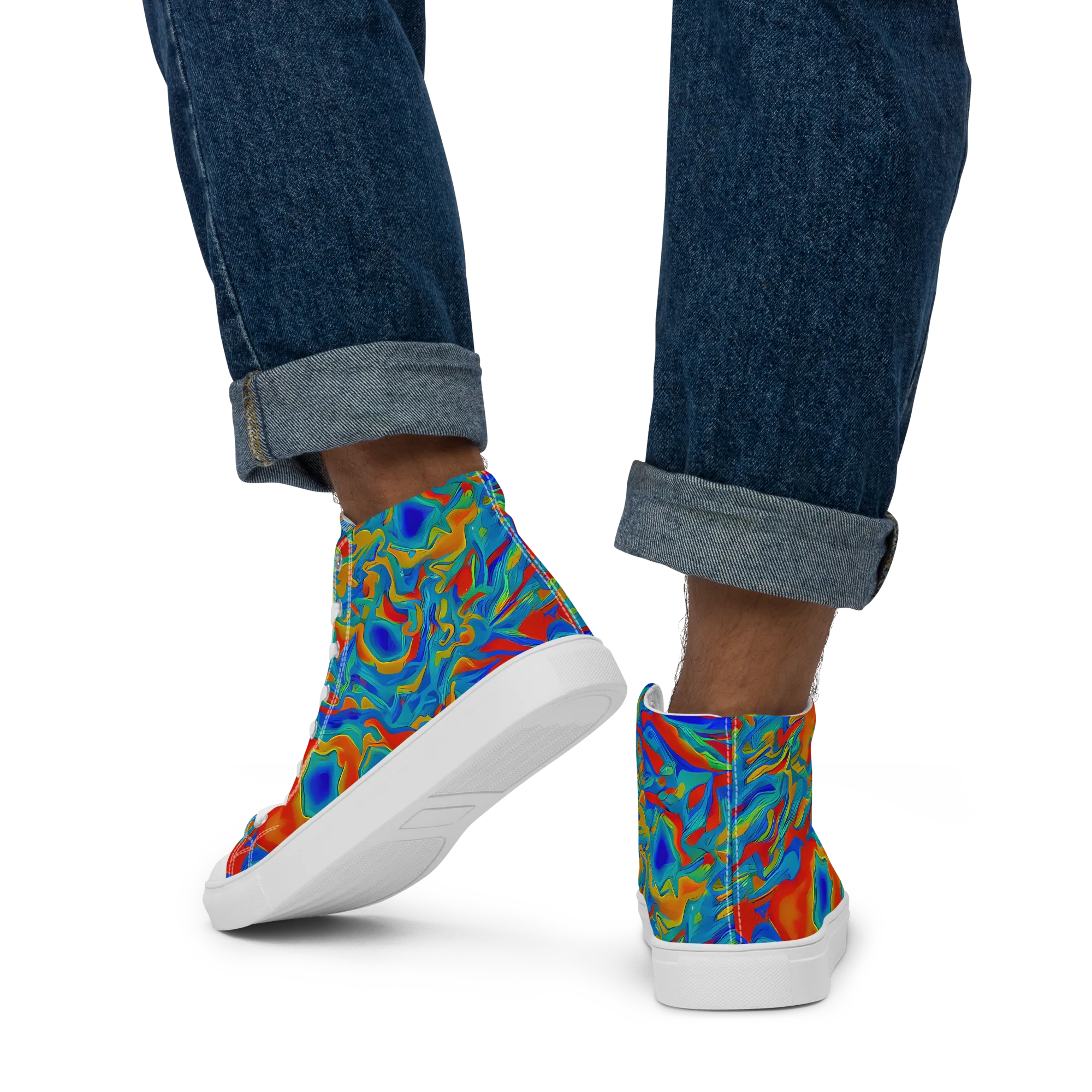 Liquid Voltage on Men's High Top Canvas Shoes — Back