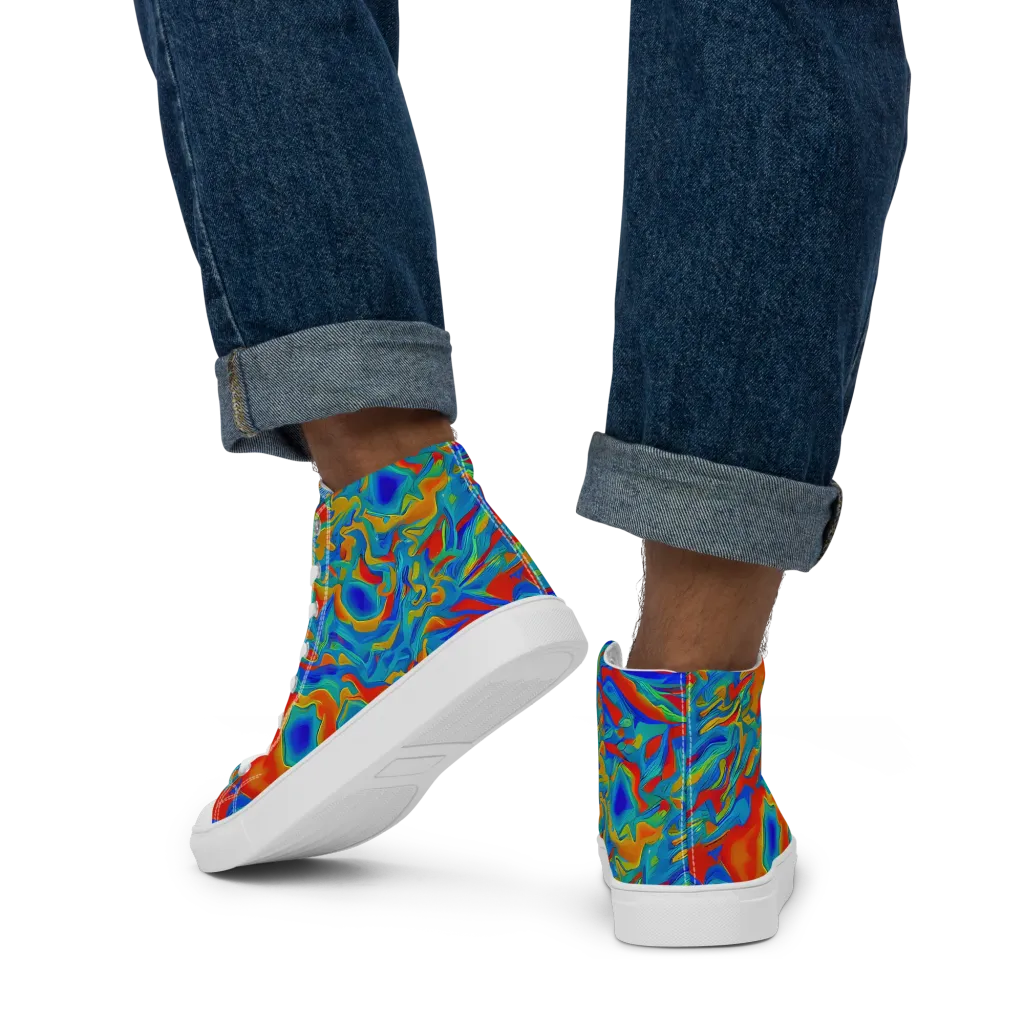 Liquid Voltage on Men's High Top Canvas Shoes — Back