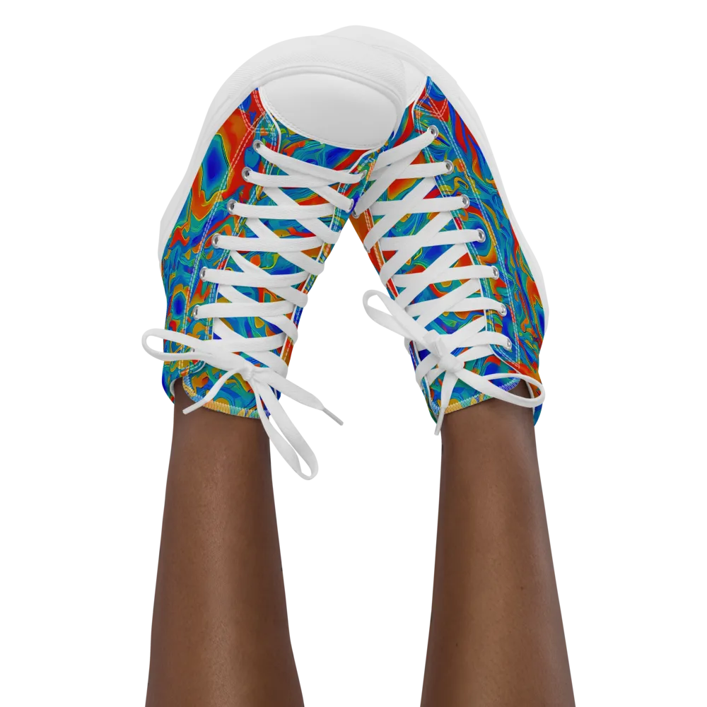Liquid Voltage on Women's High Top Canvas Shoes — Front