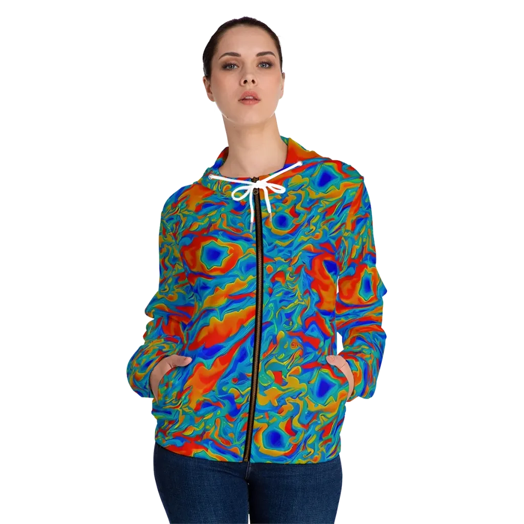 Liquid Voltage on Women's Full-Zip Hoodie — Front On Person