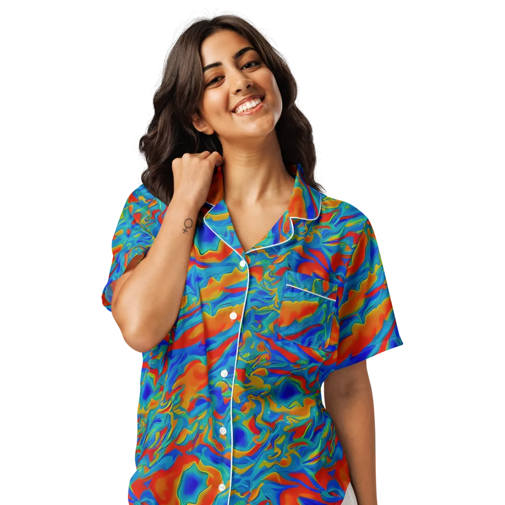 Liquid Voltage on Women's Short Sleeve Pajama Top — Front