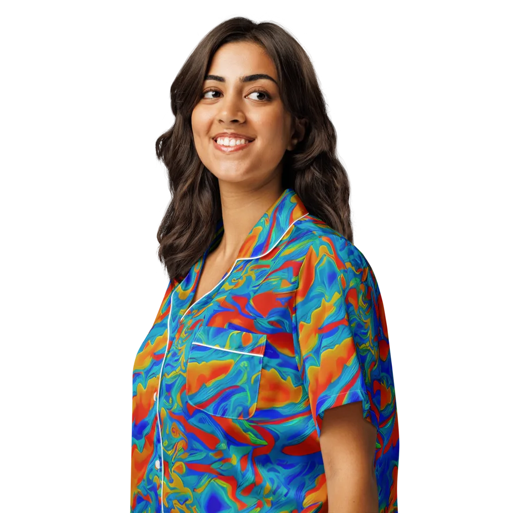 Liquid Voltage on Women's Short Sleeve Pajama Top — Left Front