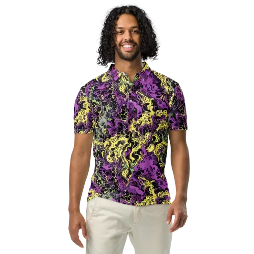 Violet Fossil on a Men's Slim Fit Polo Shirt