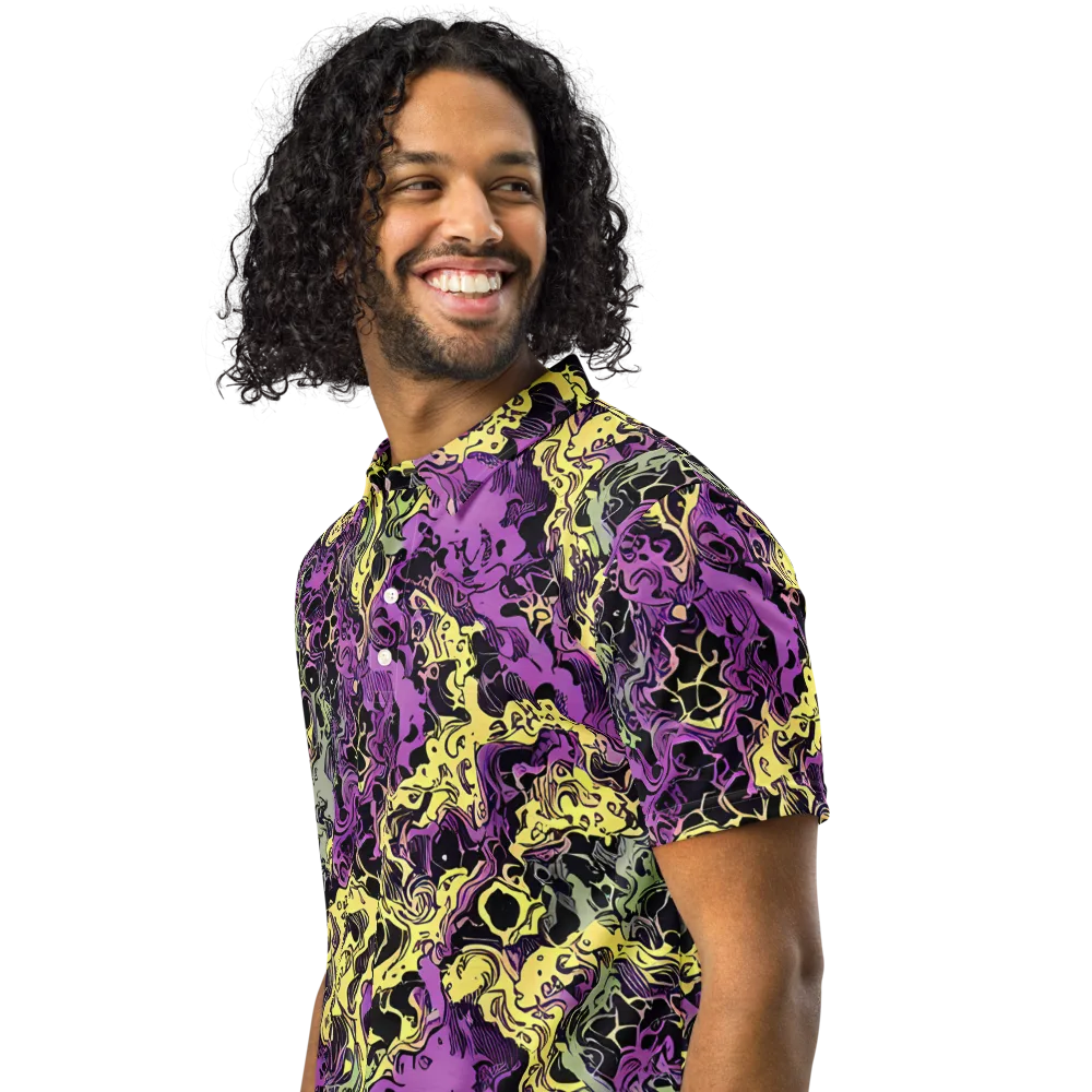 Violet Fossil on Men's Slim Fit Polo Shirt — Left Front