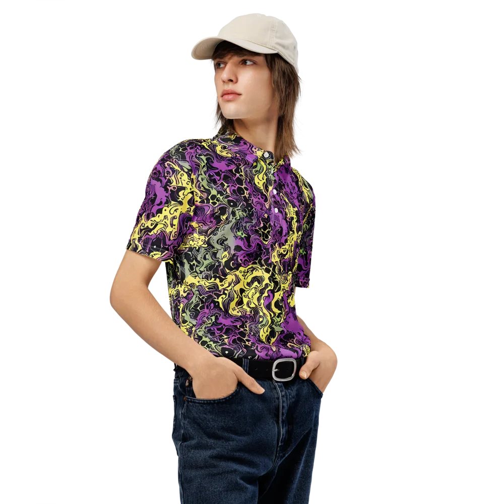 Violet Fossil on Men's Slim Fit Polo Shirt — Right Front