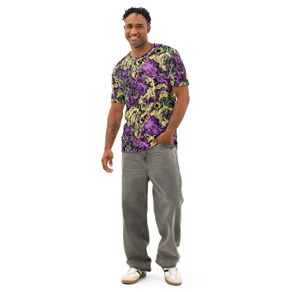 Violet Fossil on Men's Cotton Crew Neck T-Shirt — Front
