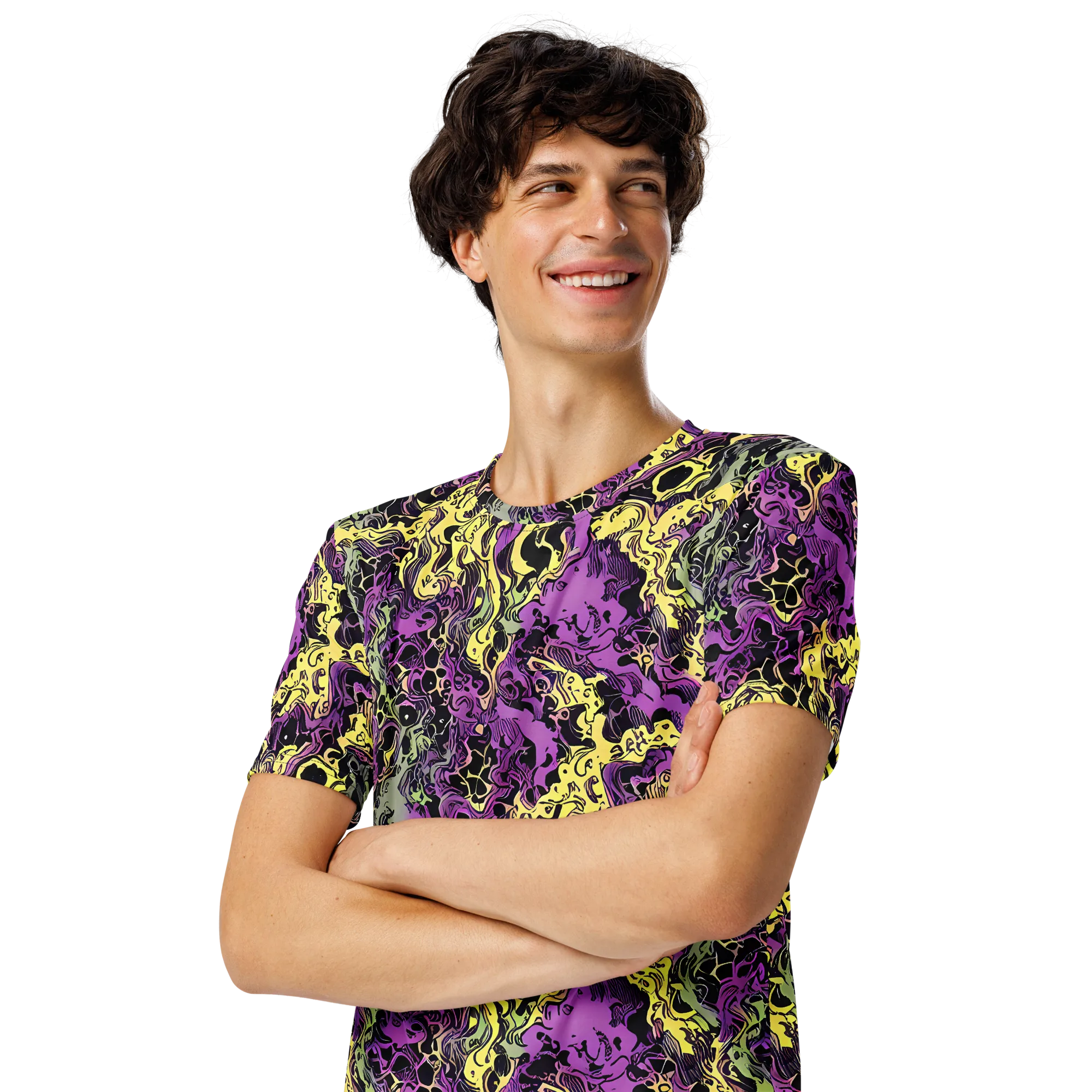 Violet Fossil on Men's Crew Neck T-Shirt — Left Front