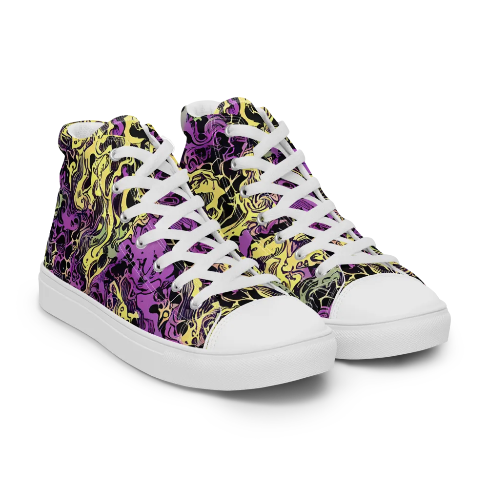 Violet Fossil on Men's High Top Canvas Shoes — Right Front