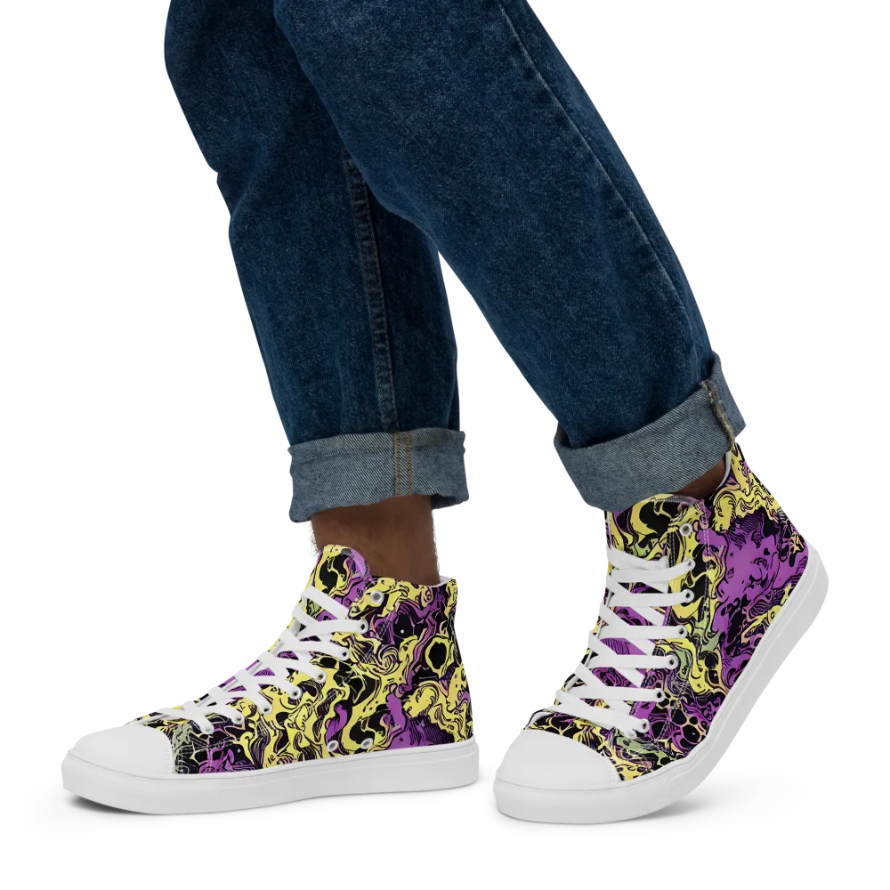 Violet Fossil on Men's High Top Canvas Shoes — Left