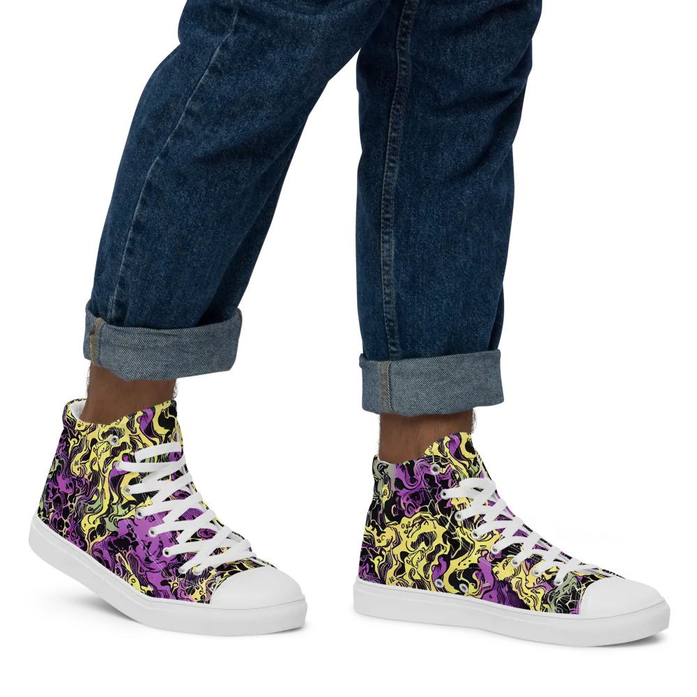 Violet Fossil on Men's High Top Canvas Shoes — Right