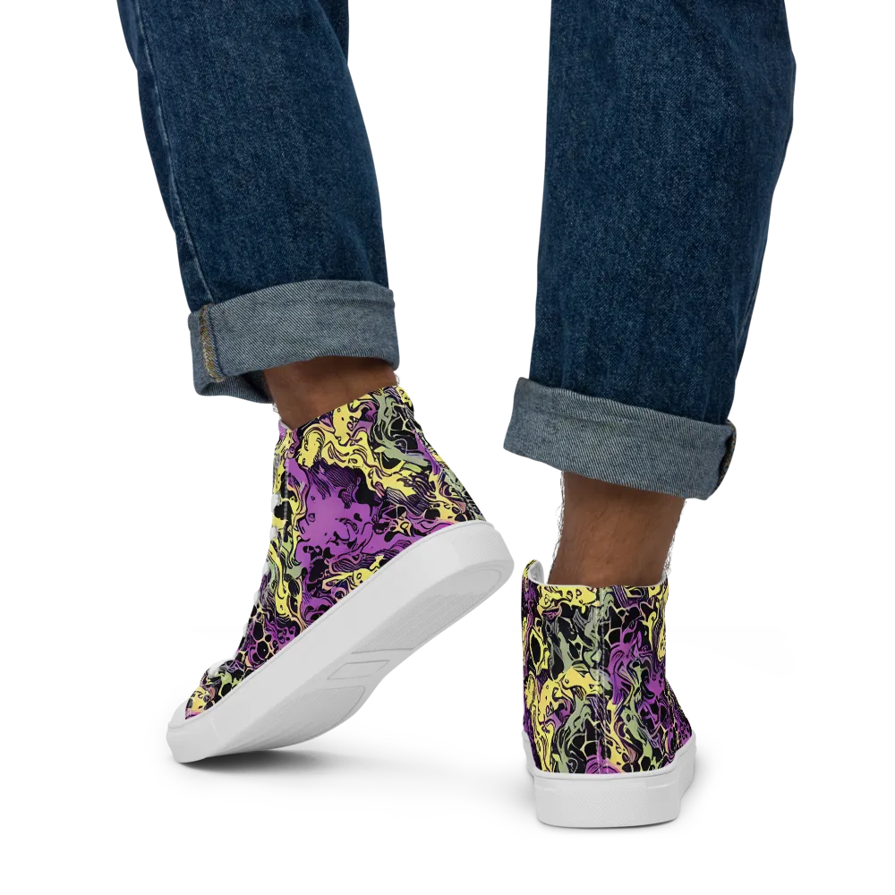 Violet Fossil on Men's High Top Canvas Shoes — Back