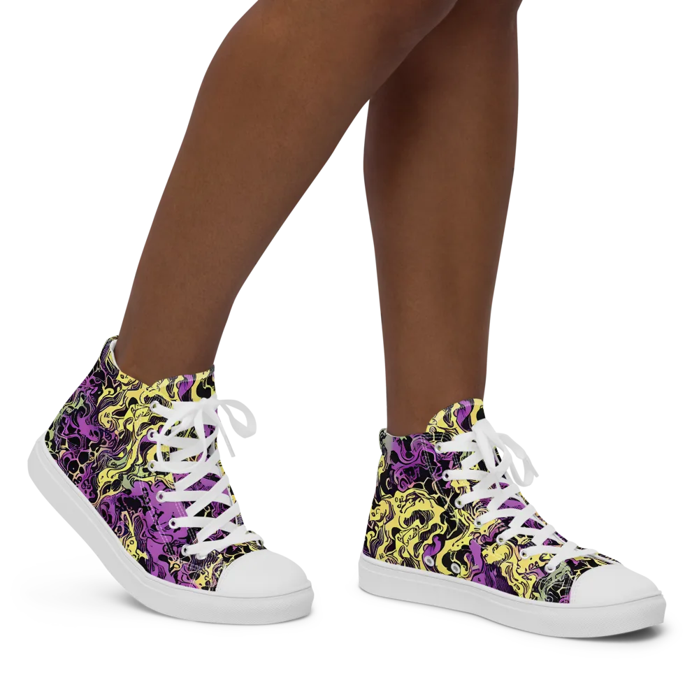 Violet Fossil on Women's High Top Canvas Shoes — Right